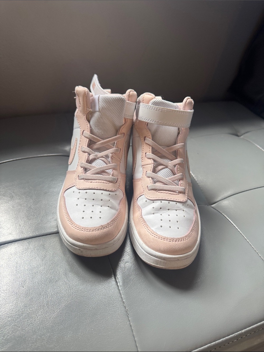 Nike Kids Pink and White Mid-Top Sneakers